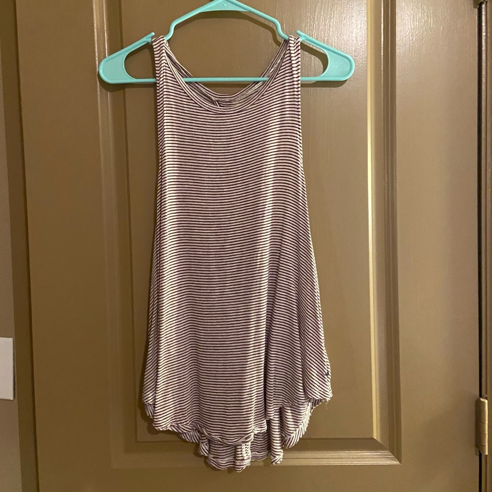 An American Eagle maroon and white striped tank
